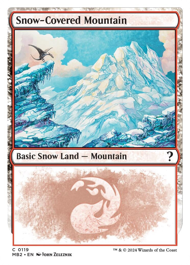 Snow-Covered Mountain (White Border) (119) (Mystery Booster 2)