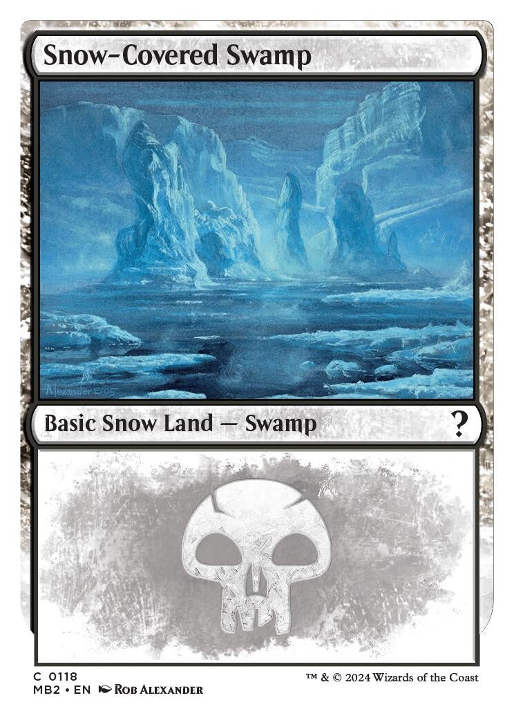 Snow-Covered Swamp (White Border) (118) (Mystery Booster 2)