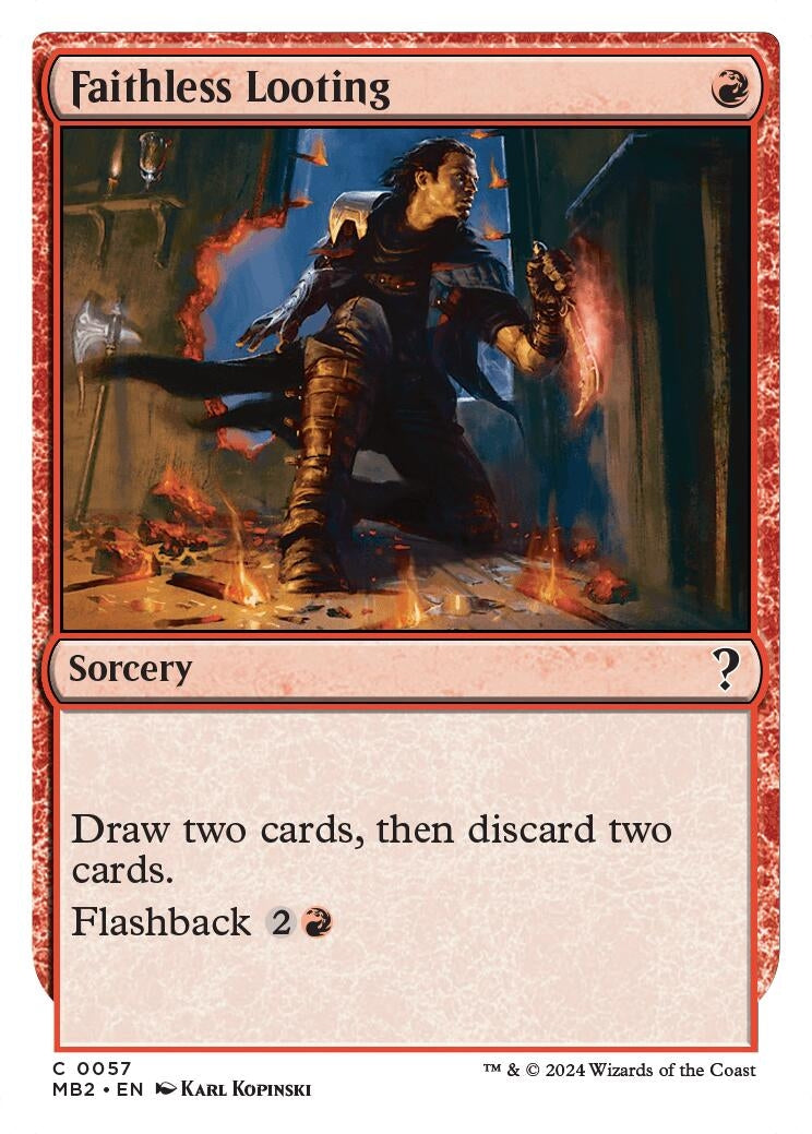 Faithless Looting (White Border) (57) (Mystery Booster 2)