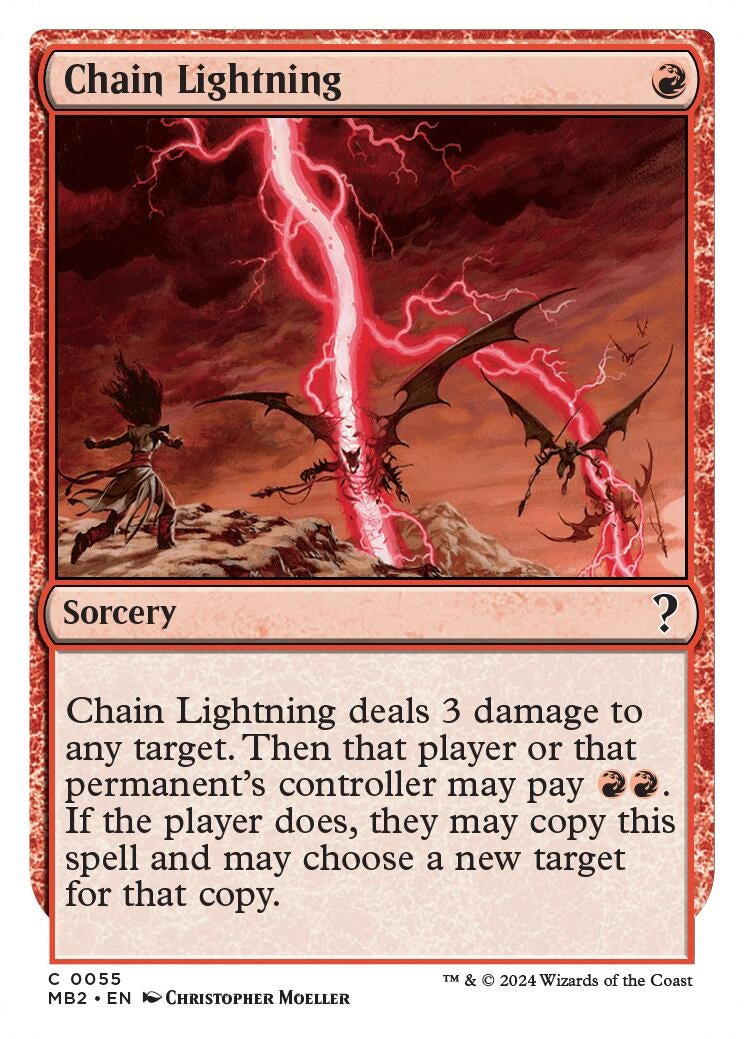 Chain Lightning (White Border) (55) (Mystery Booster 2)