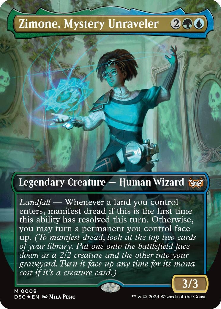 Zimone, Mystery Unraveler (Borderless) (8) (Commander: Duskmourn: House of Horror)