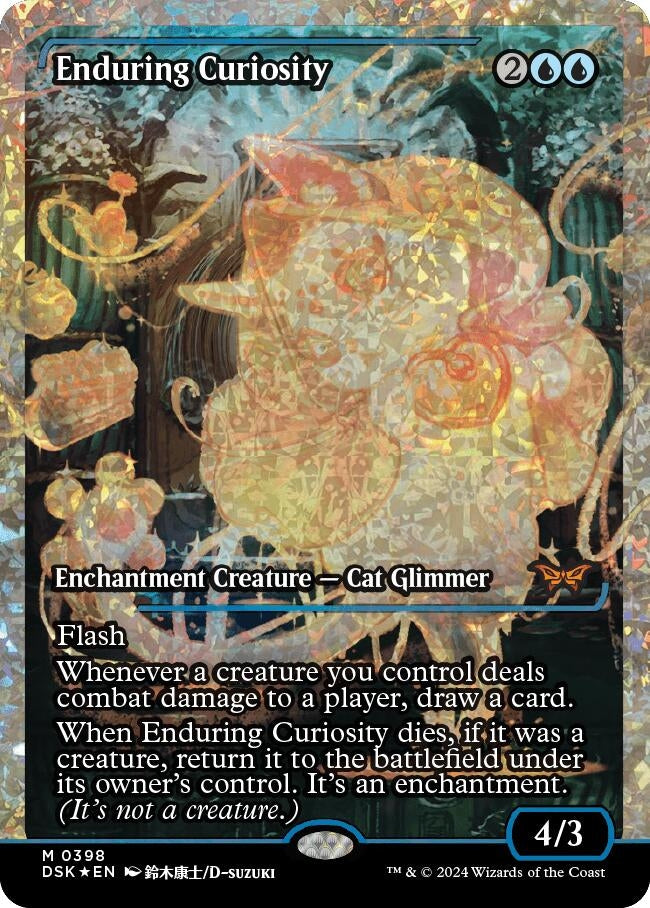 Enduring Curiosity (Showcase) (Fracture Foil) (398) (Duskmourn: House of Horror)