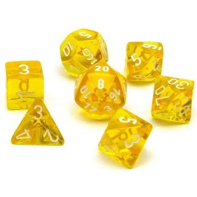 Chessex: 7CT Translucent Yellow & White Polyhedral Dice Set