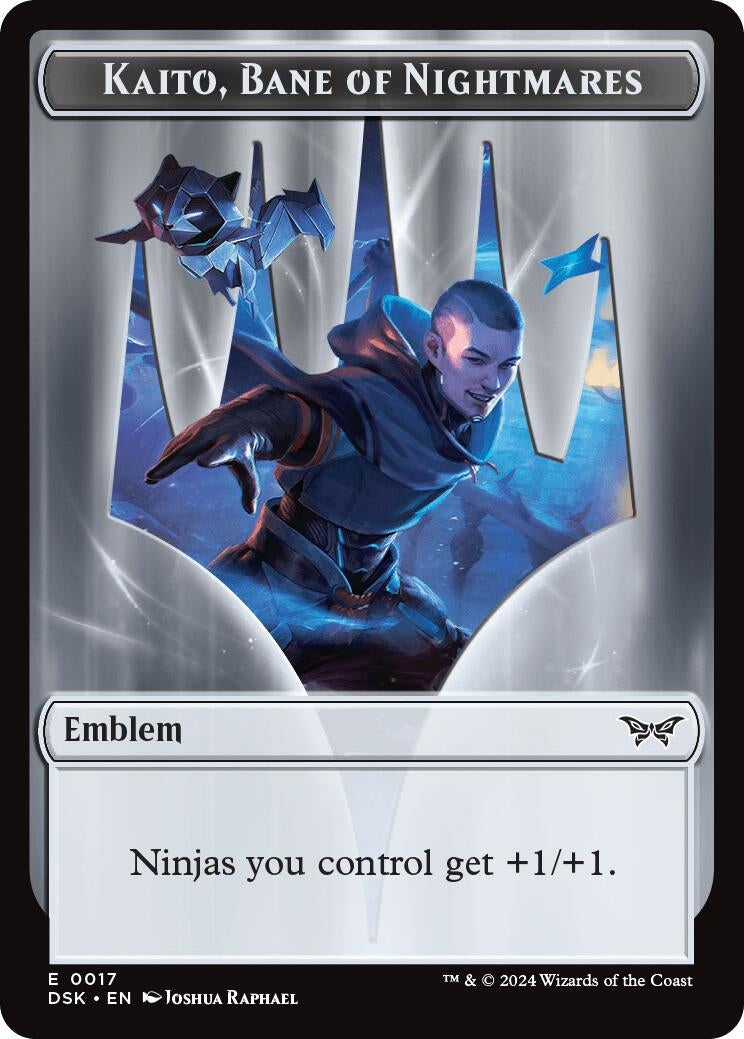 Emblem - Kaito, Bane of Nightmares // Gremlin Double-Sided Token (17 // 11) (Duskmourn: House of Horror)