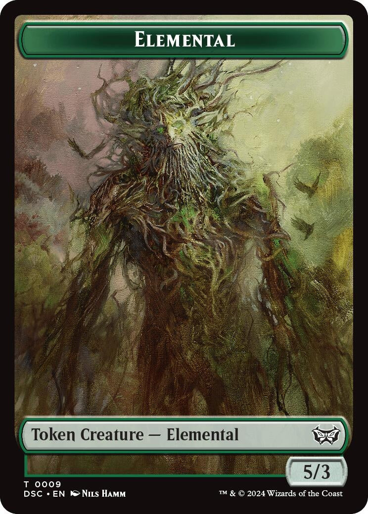 Elemental // Bird Double-Sided Token (9 // 5) (Commander: Duskmourn: House of Horror)