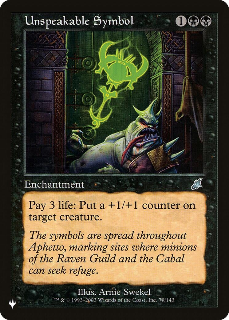 Unspeakable Symbol (79/143) (The List Reprints)