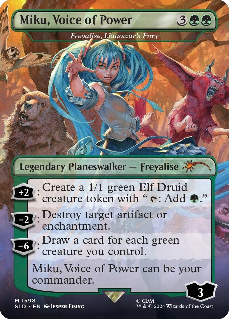Miku, Voice of Power - Freyalise, Llanowar's Fury (1598) (Secret Lair Drop Series)