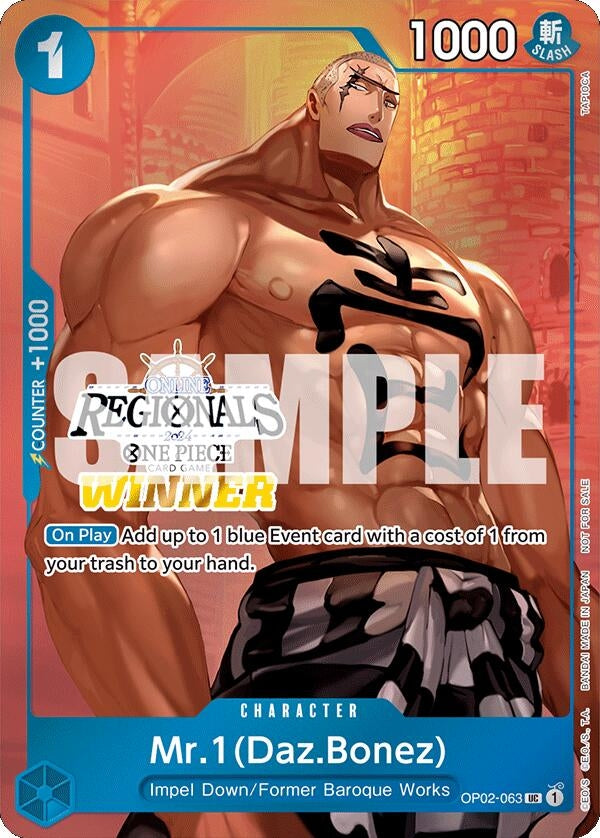 Image for Mr.1 (Daz.Bonez) (Online Regional 2024 Vol. 3) [Winner] (OP02-063) (One Piece Promotion Cards) - One Piece Card Game