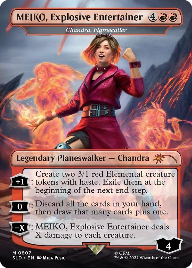 MEIKO, Explosive Entertainer - Chandra, Flamecaller (807) (Secret Lair Drop Series)