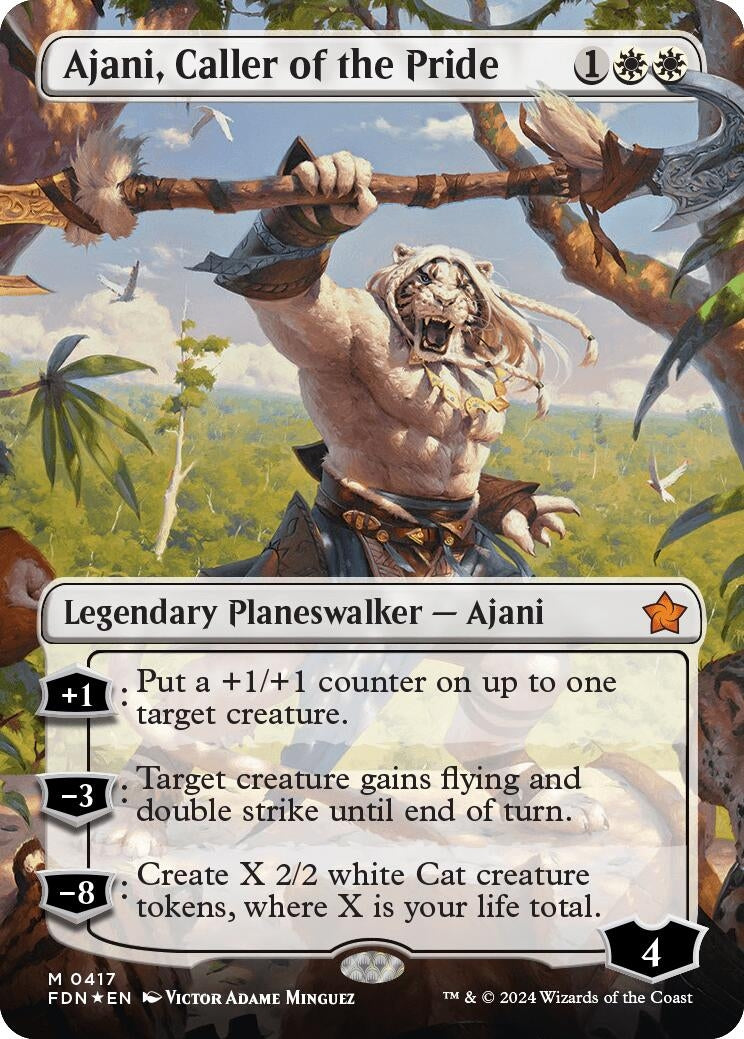 Ajani, Caller of the Pride (Borderless) (Mana Foil) (417) (Foundations)