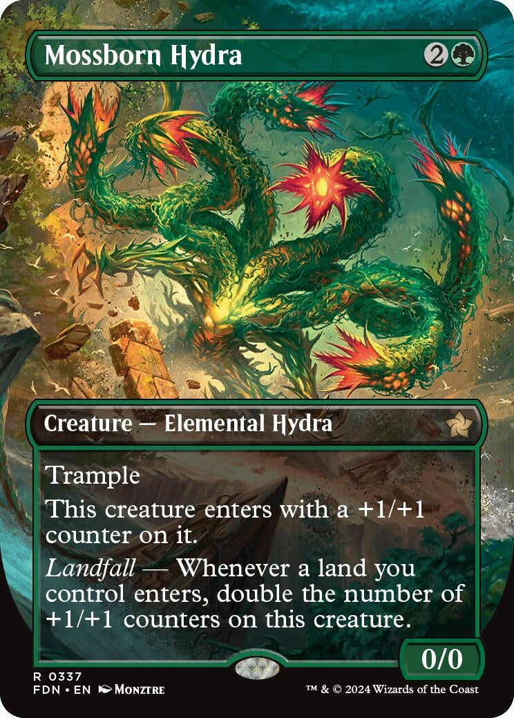 Mossborn Hydra (Borderless) (337) (Foundations) (FDN)