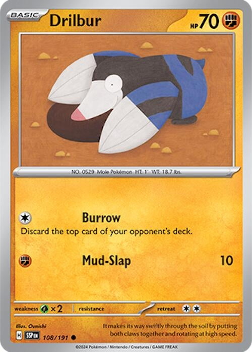 Image for Drilbur (108/191) (SV08: Surging Sparks) - Pokemon