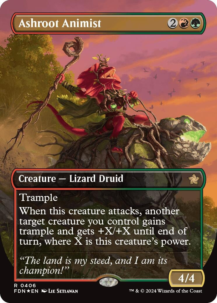 Ashroot Animist (Borderless) (Mana Foil) (406) (Foundations)