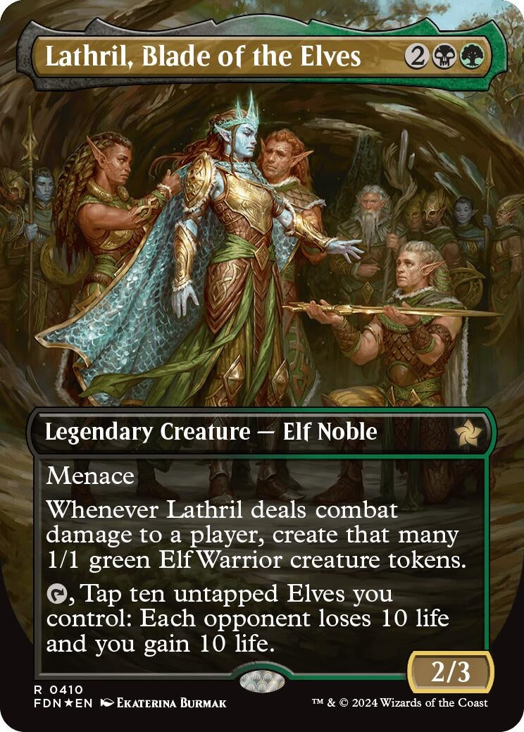 Lathril, Blade of the Elves (Borderless) (Mana Foil) (410) (Foundations)