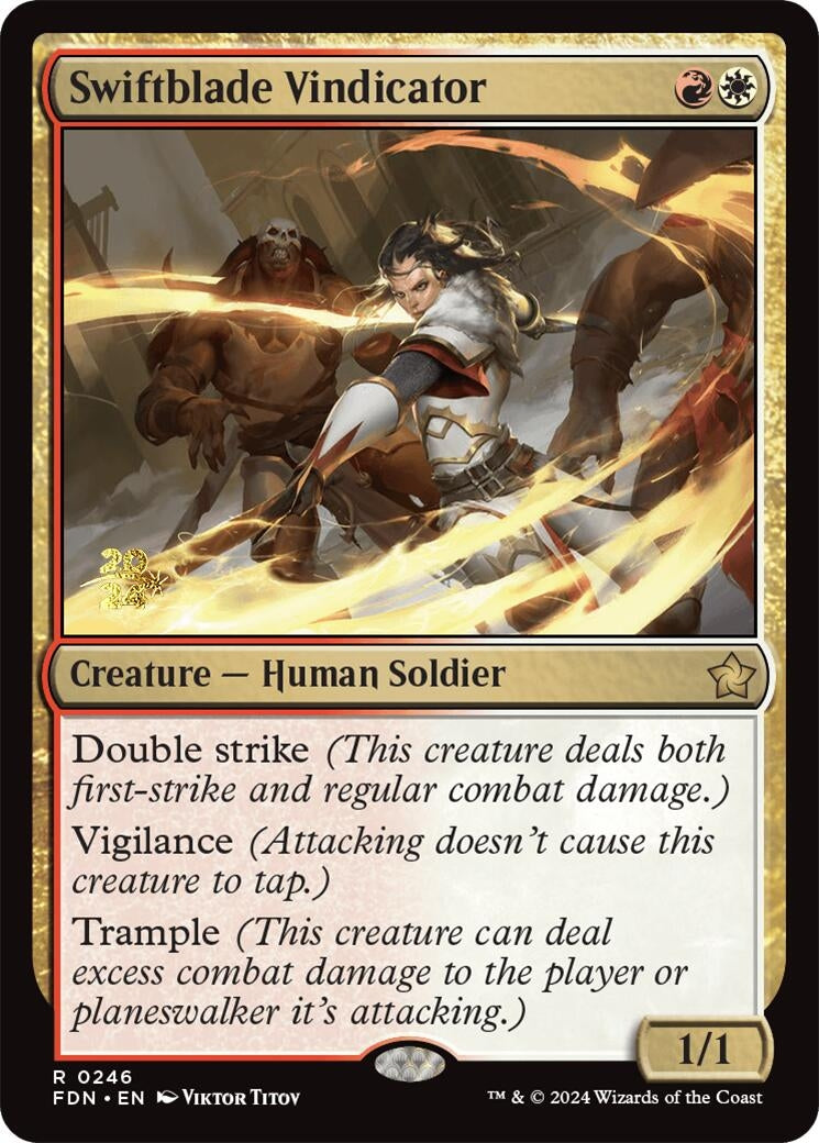 Swiftblade Vindicator (FDN) (246) (Prerelease Cards)
