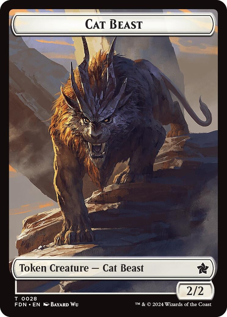 Cat Beast // Dragon (0017) Double-Sided Token (28 // 17) (Foundations)