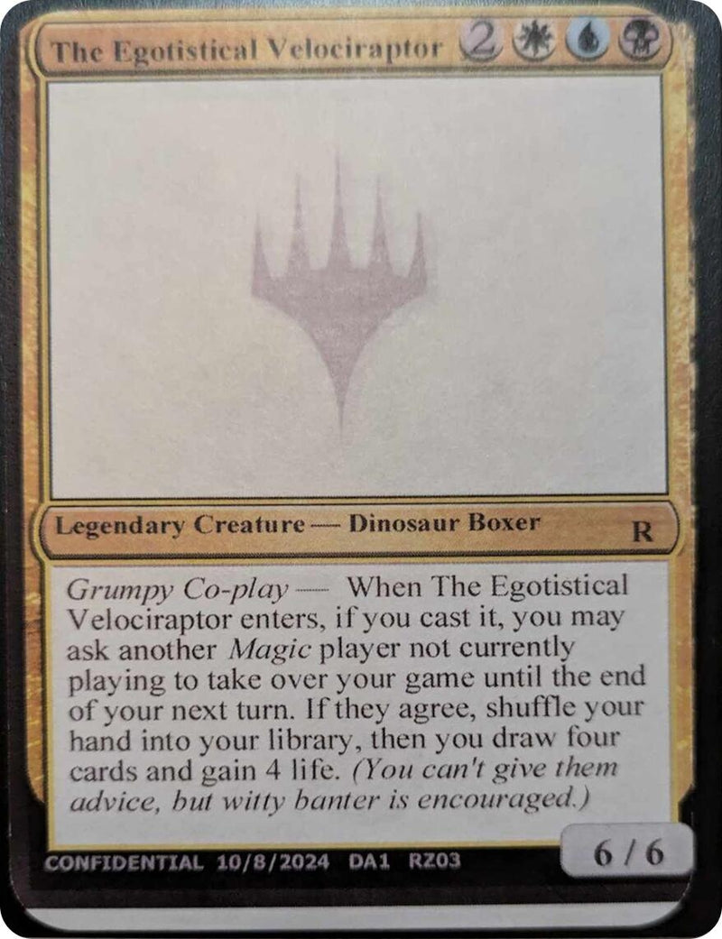The Egotistical Velociraptor (Un-Known Event Playtest Cards)