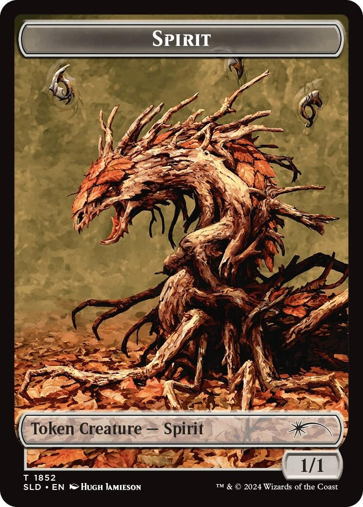 Spirit (SLD) // Clue (CMM) Double-Sided Token (1852 // 40) (Secret Lair Drop Series)