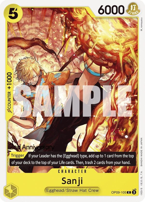 Image for Sanji (105) (OP09-105) (Emperors in the New World: 2nd Anniversary Tournament Cards) - One Piece Card Game