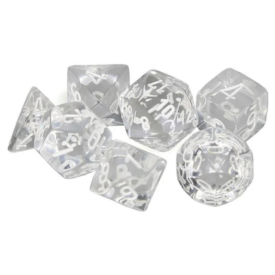 Chessex: 7CT Translucent Clear & White Polyhedral Dice Set
