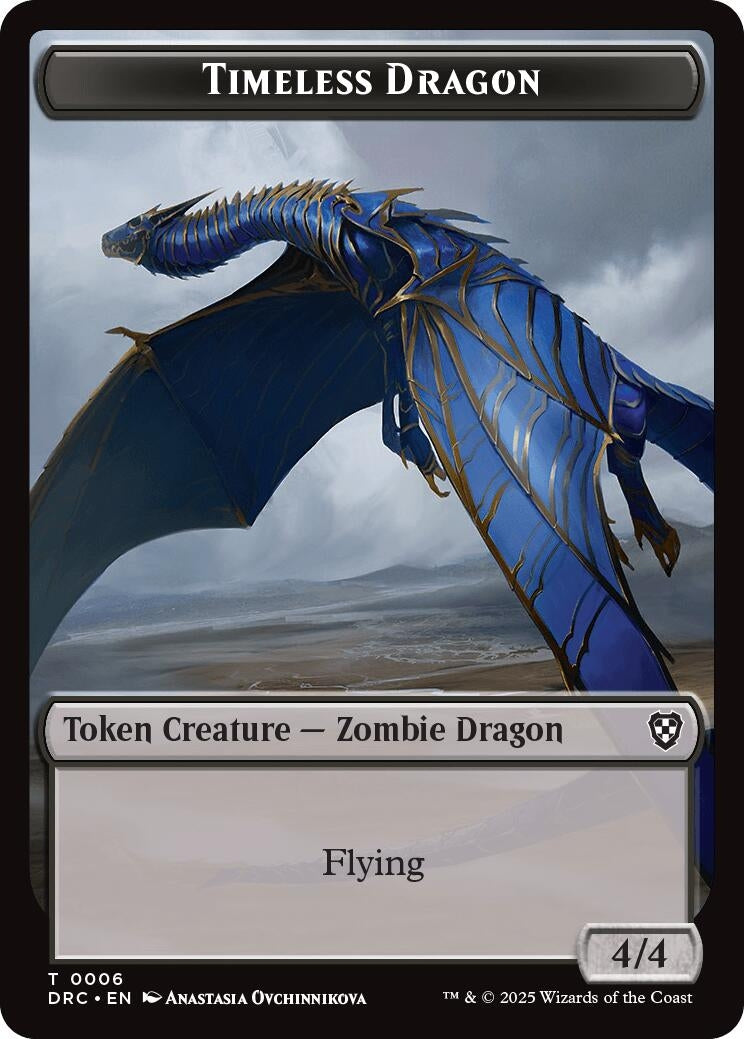 Timeless Dragon // Zombie (0007) Double-Sided Token (6 // 7) (Commander: Aetherdrift)
