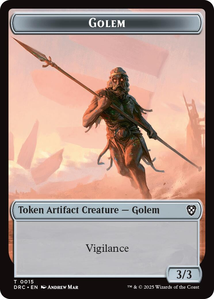 Golem (0015) // Thopter (0009) Double-Sided Token (15 // 9) (Commander: Aetherdrift)