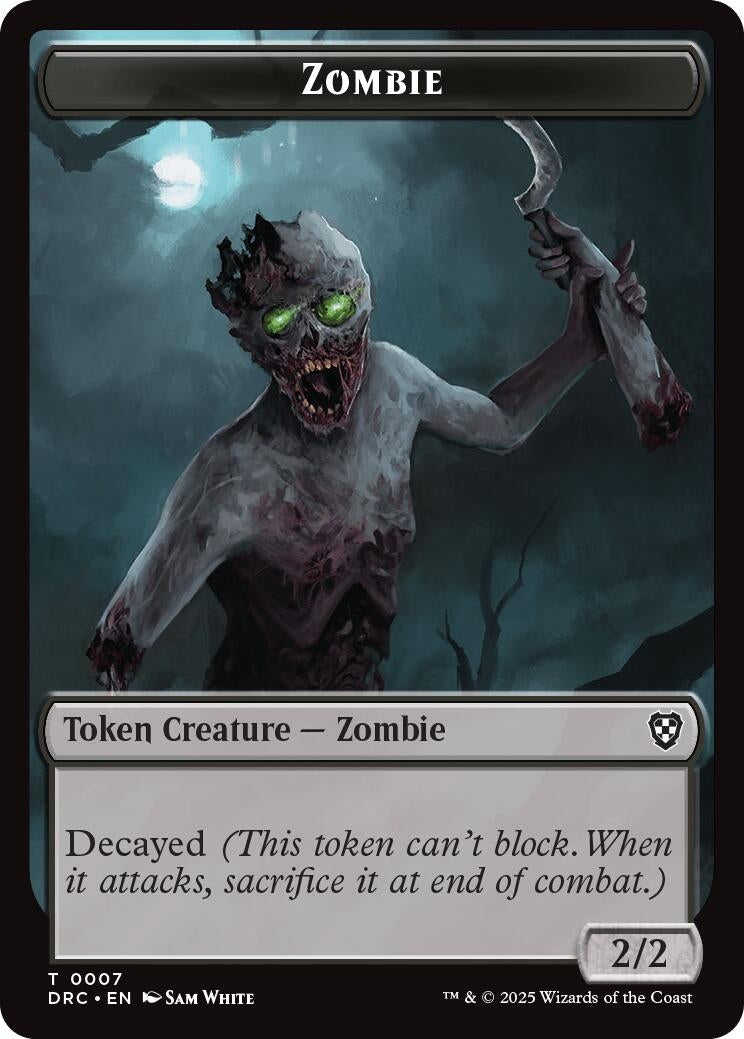 Zombie (0007) // Zombie (0003) Double-Sided Token (7 // 3) (Commander: Aetherdrift)