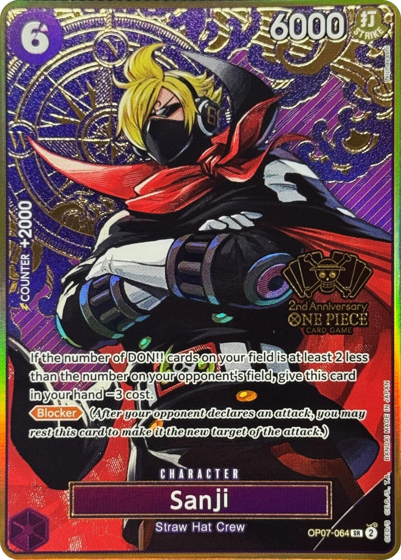 Image for Sanji (One Piece Japanese Version 2nd Anniversary Set) (OP07-064) (One Piece Promotion Cards) - One Piece Card Game