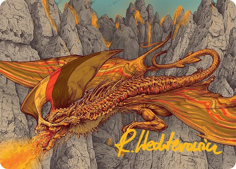 Magmatic Hellkite Art Card (34/54) (Gold-Stamped Signature) (34) (Art Series: Tarkir: Dragonstorm)