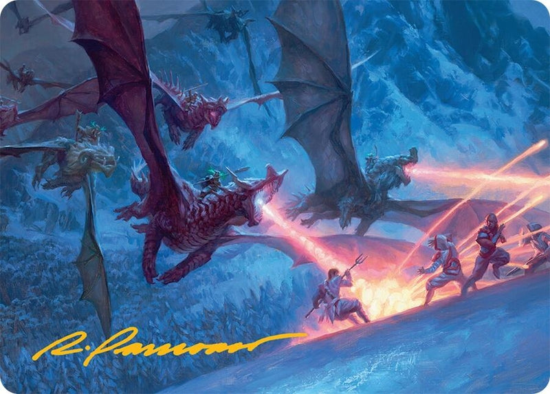 Dragonback Assault Art Card (22/54) (Gold-Stamped Signature) (22) (Art Series: Tarkir: Dragonstorm)
