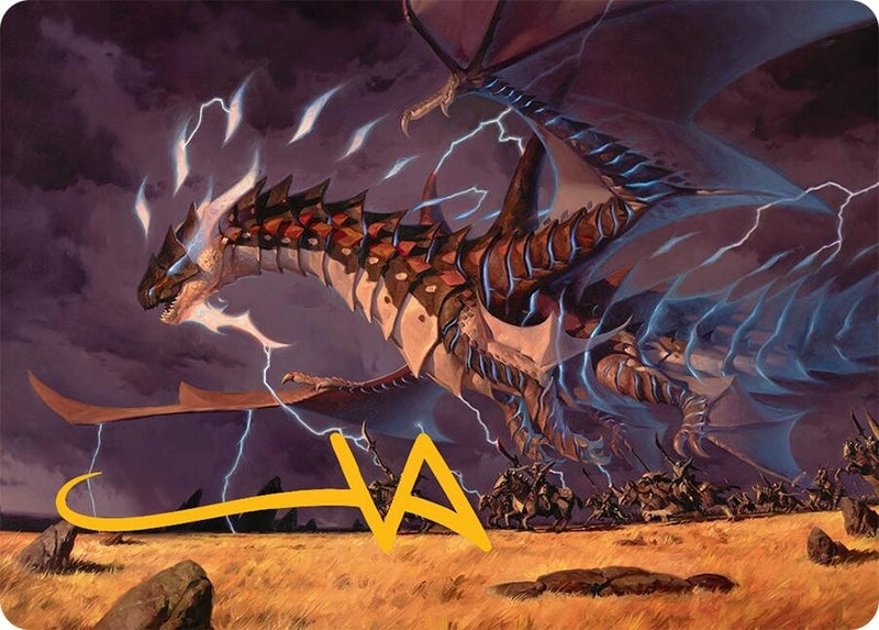 Neriv, Heart of the Storm Art Card (25/54) (Gold-Stamped Signature) (25) (Art Series: Tarkir: Dragonstorm)