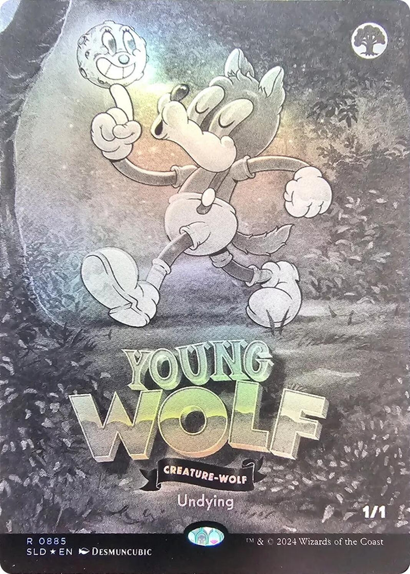 Image for Young Wolf (Black & White Foil) (885) - Magic: The Gathering