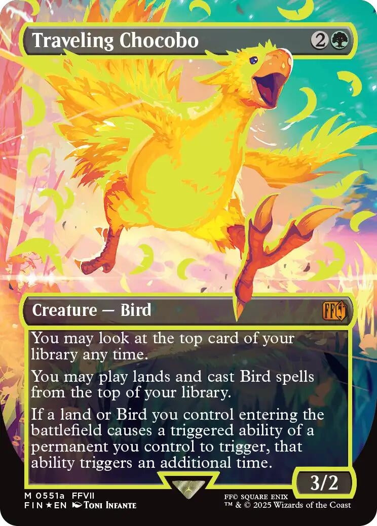 Image for Traveling Chocobo (Borderless) (Neon Ink Yellow) (551a) - Magic: The Gathering