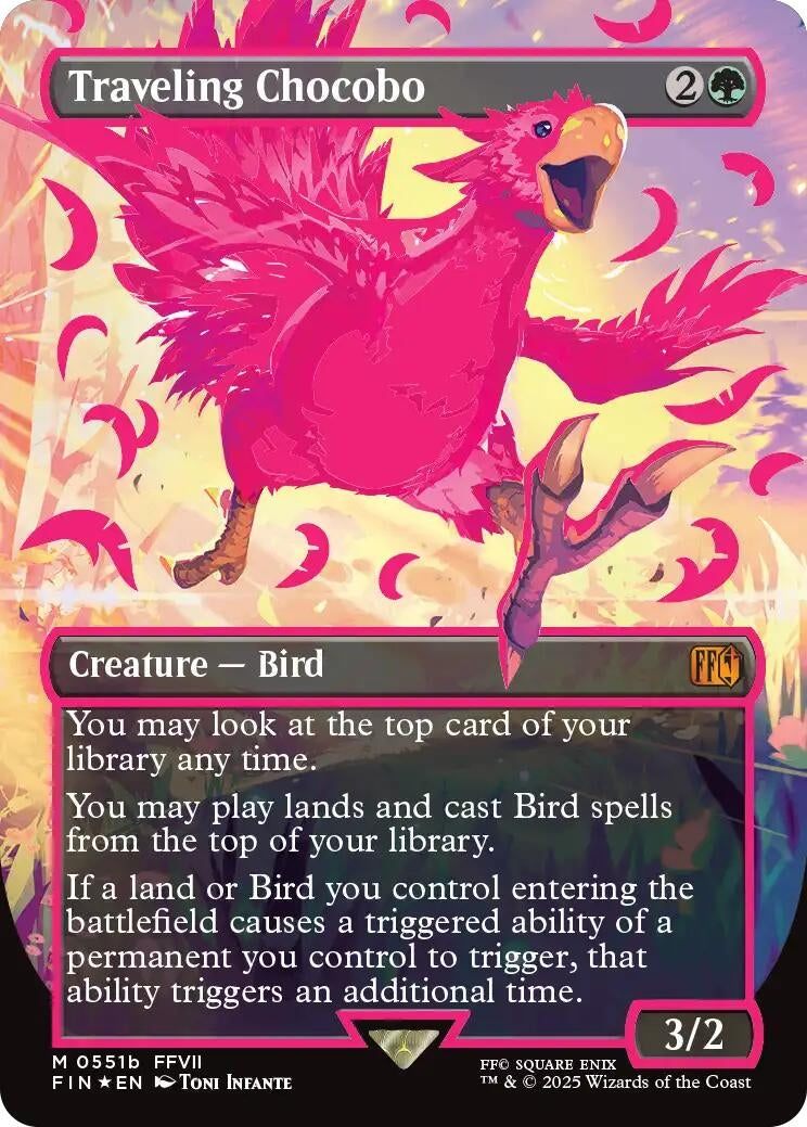 Traveling Chocobo (Borderless) (Neon Ink Pink) (551b) (FINAL FANTASY)