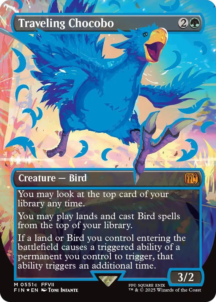Image for Traveling Chocobo (Borderless) (Neon Ink Blue) (551c) - Magic: The Gathering