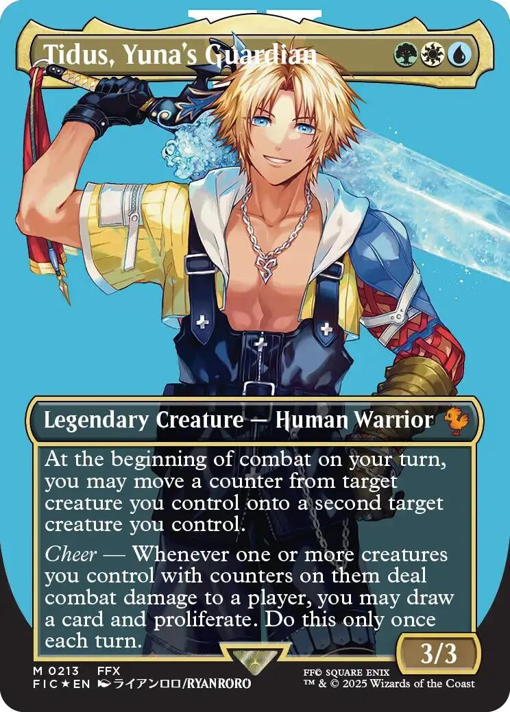 Tidus, Yuna's Guardian (Borderless) (Surge Foil) (213) (Commander: FINAL FANTASY)