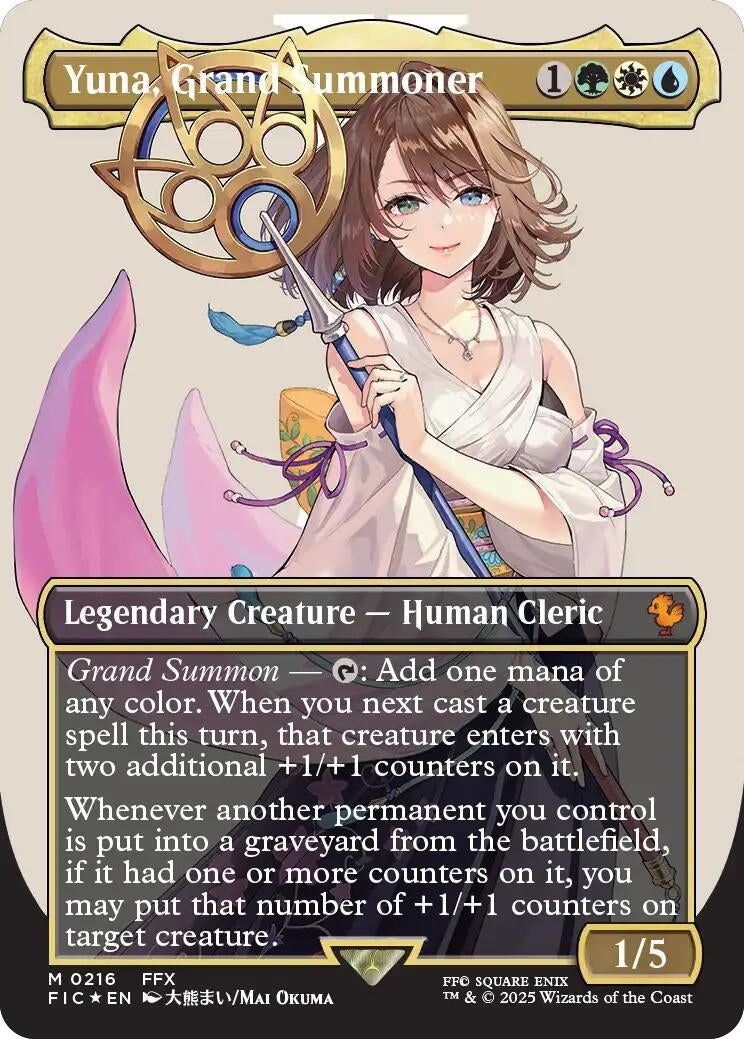 Yuna, Grand Summoner (Borderless) (Surge Foil) (216) (Commander: FINAL FANTASY)