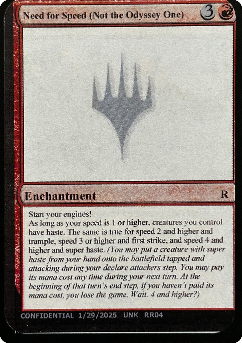 Need for Speed (Not the Odyssey One) (Un-Known Event Playtest Cards)