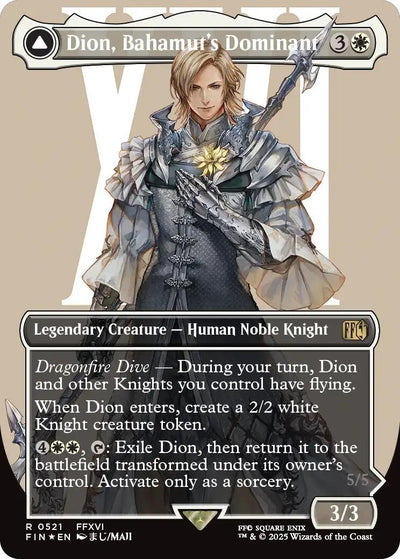 Dion, Bahamut's Dominant (Borderless) (Surge Foil) (521) (FINAL FANTASY)