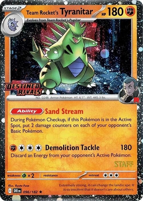 Image for Team Rocket's Tyranitar (Prerelease) [Staff] (096/182) (Miscellaneous Cards & Products) - Pokemon