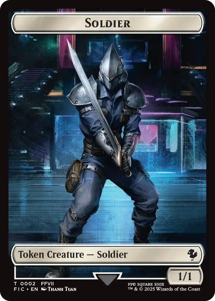 Soldier // Rebel Double-Sided Token (Surge Foil) (2 // 7) (Commander: FINAL FANTASY)