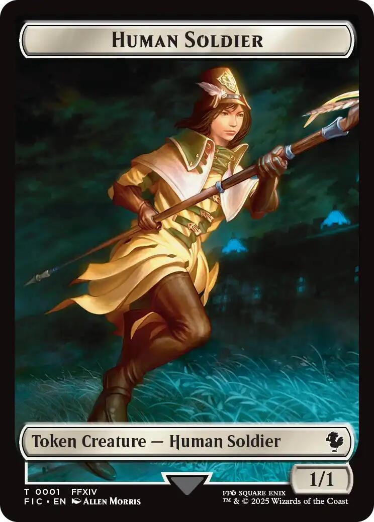 Human Soldier // Hero (0032) Double-Sided Token (Surge Foil) (1 // 32) (Commander: FINAL FANTASY)