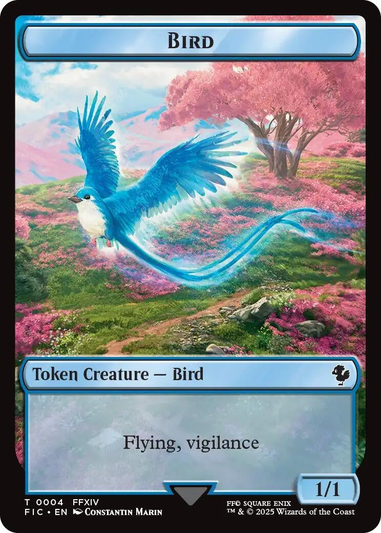 Bird // Hero (0028) Double-Sided Token (Surge Foil) (4 // 28) (Commander: FINAL FANTASY)