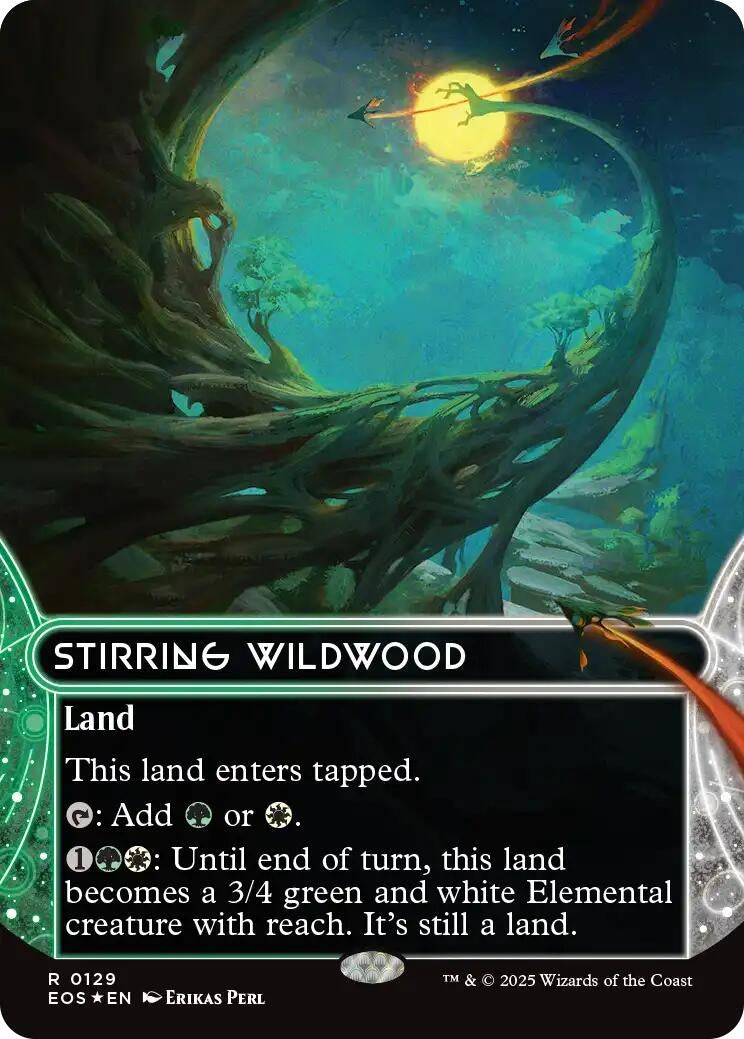Stirring Wildwood (0129) (Borderless) (Galaxy Foil) (129) (Edge of Eternities: Stellar Sights)