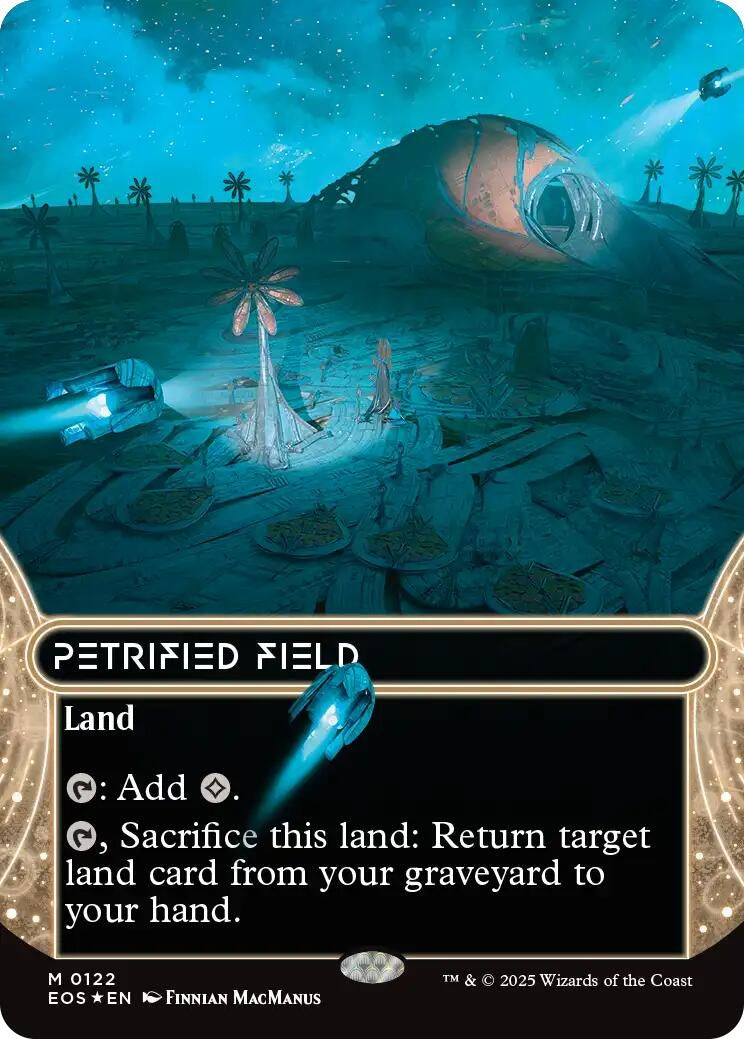 Petrified Field (0122) (Borderless) (Galaxy Foil) (122) (Edge of Eternities: Stellar Sights)