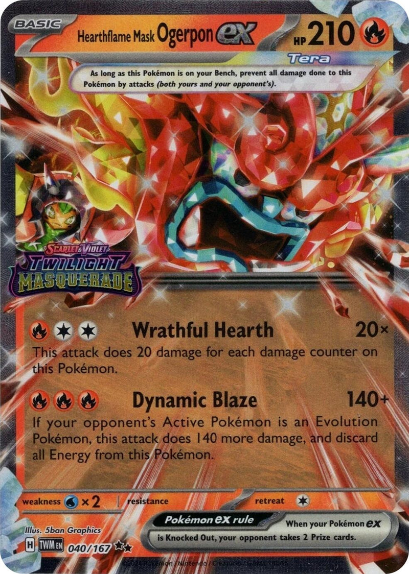 Image for Hearthflame Mask Ogerpon ex (Twilight Masquerade Stamp) (040/167) (Miscellaneous Cards & Products) - Pokemon
