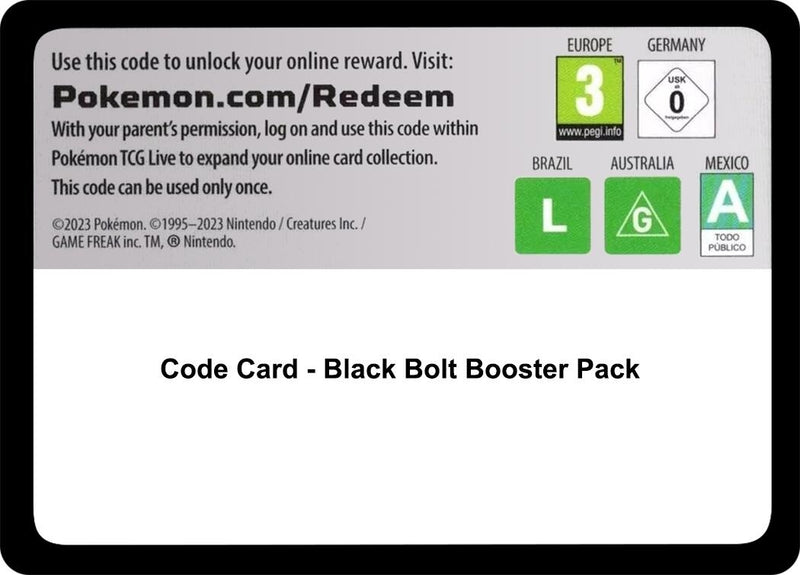 Image for Code Card - Black Bolt Booster Pack (SV: Black Bolt) - Pokemon