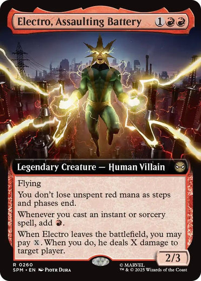 Electro, Assaulting Battery (Extended Art) (260) (Marvel's Spider-Man) (SPM)