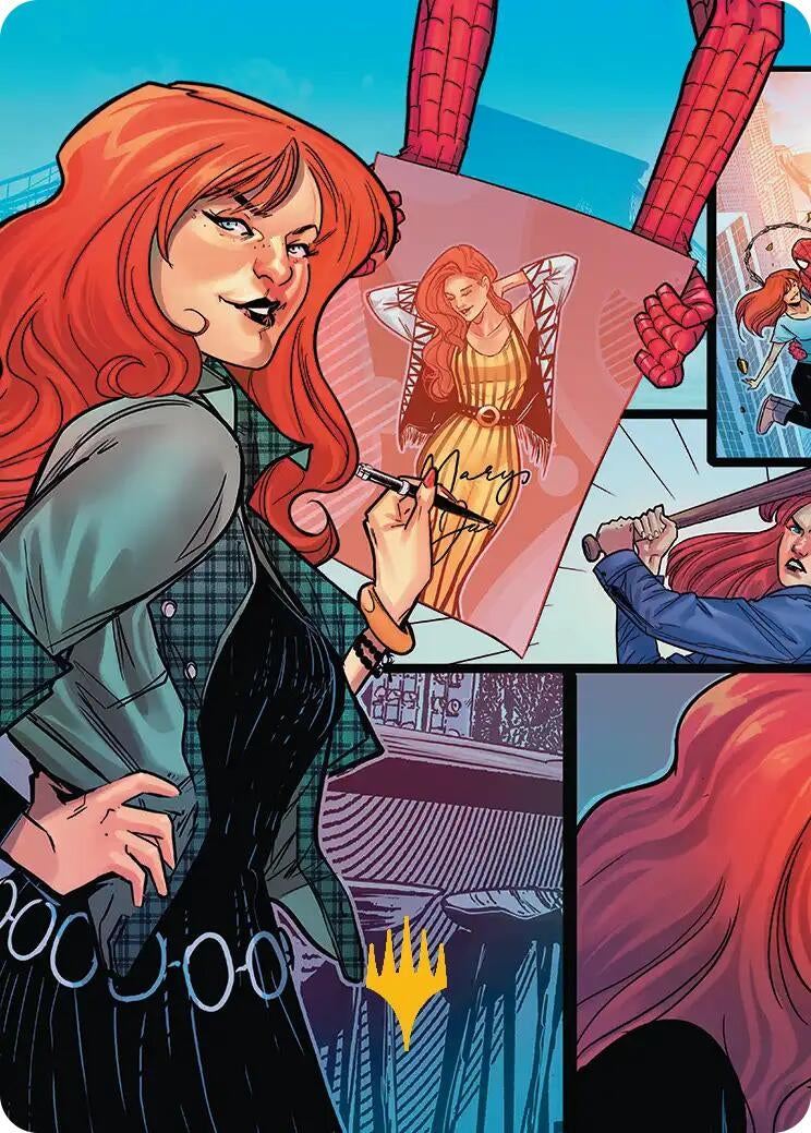 Mary Jane Watson Art Card (Gold-Stamped Planeswalker Symbol) (50) (Art Series: Marvel's Spider-Man)