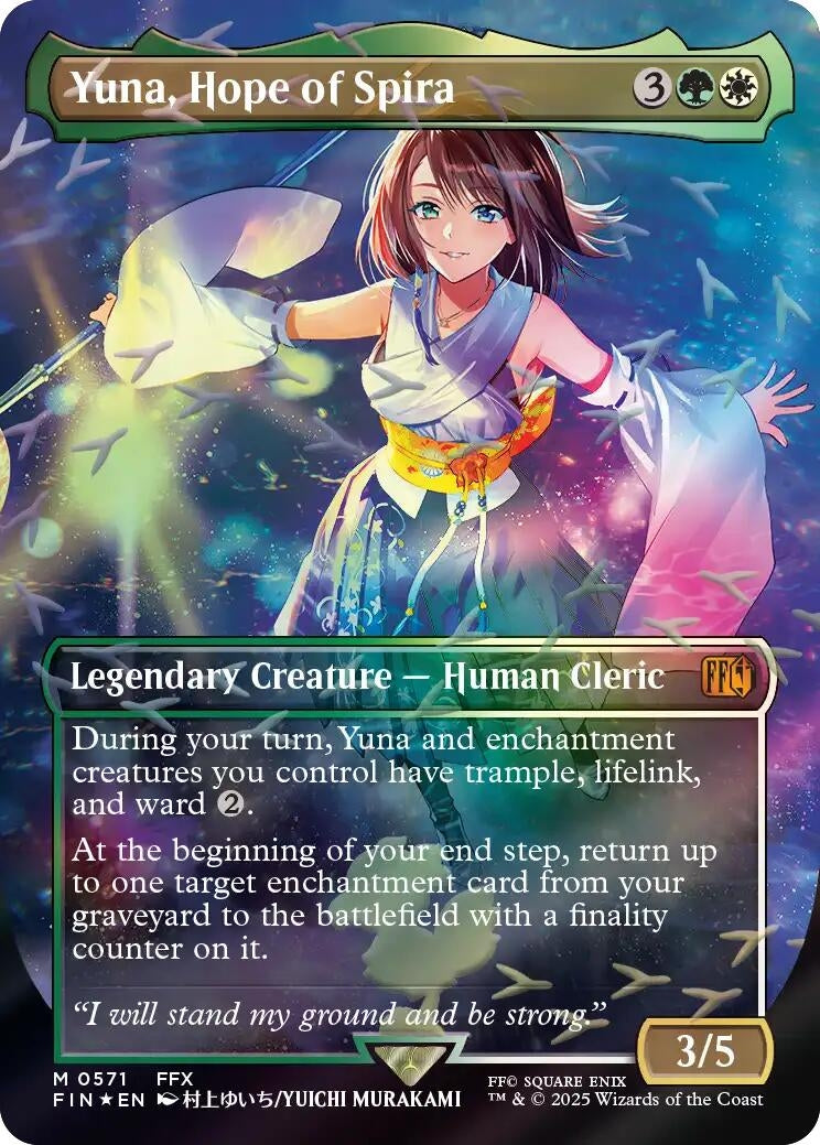 Image for Yuna, Hope of Spira (Borderless) (Chocobo Track Foil) (571) (FINAL FANTASY) - Magic: The Gathering